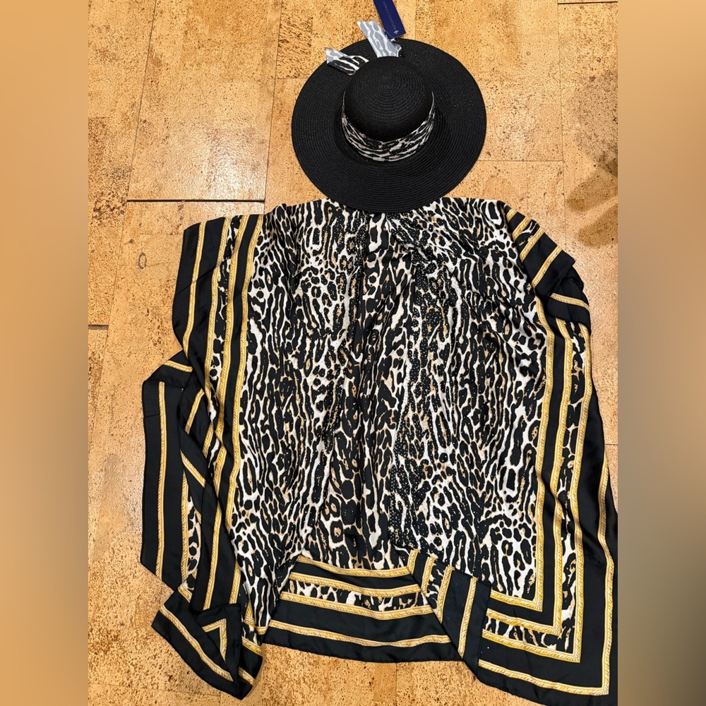New Adrienne Vittardini Resortwear Kimono and Hat Set - Picture 16 of 16